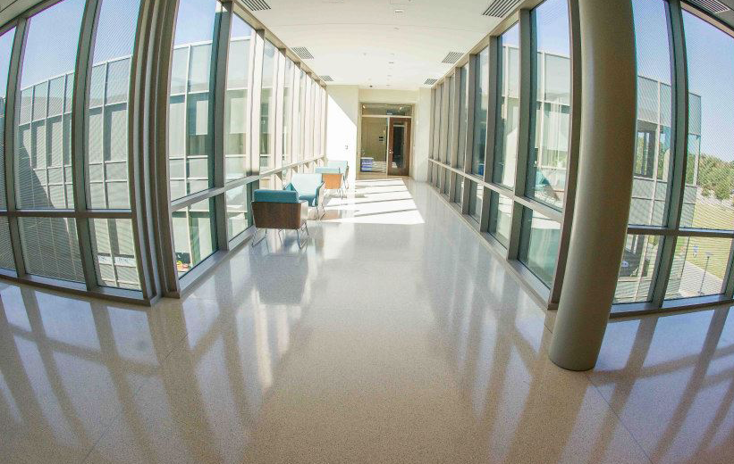 Seamless white terrazzo floors at Elizabeth City State University