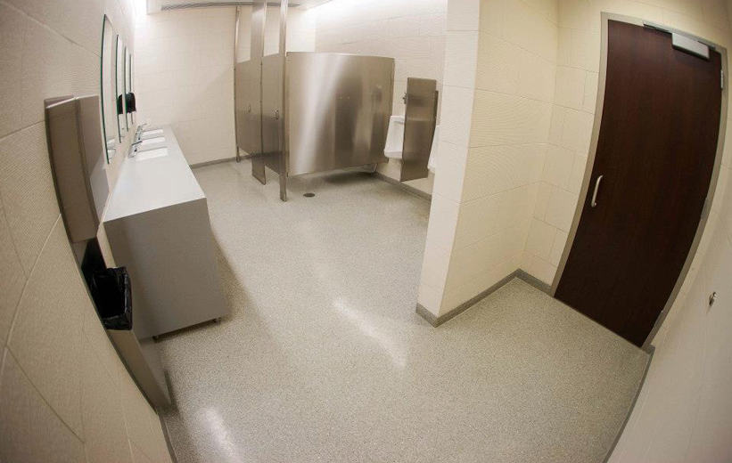 Bacteria resistant terrazzo flooring in restroom at Elizabeth City State University