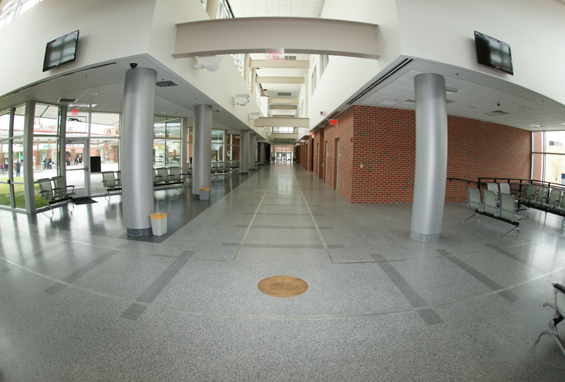 Petersburg Multi-Modal Transportation Station with gray terrazzo flooring