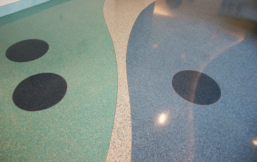 Colorful terrazzo design at USA Women's and Children's Hospital